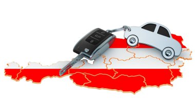 Avusturya konseptinde indirimli ya da kiralık araba, 3D yorumlama