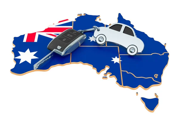 Avustralya konseptinde indirimli veya kiralık araba, 3D yorumlama — Stok fotoğraf