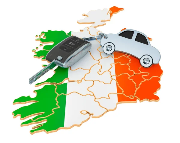 アイルランドのコンセプト、 3Dレンダリングでの販売またはレンタカー — ストック写真