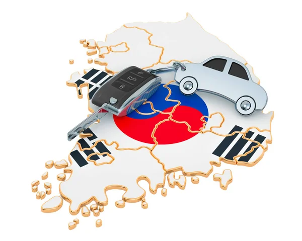 Verkauf oder Autovermietung in Südkorea Konzept, 3D-Rendering — Stockfoto