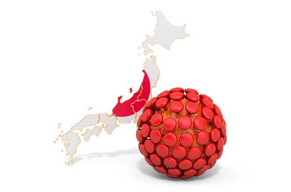 Virus in Giappone, rendering 3D — Foto Stock