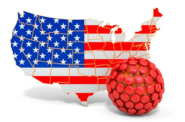 Vírus nos EUA, renderização 3D — Fotografia de Stock