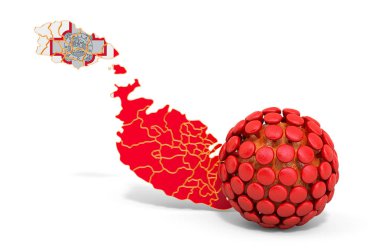 Virus in Malta concept, 3D rendering