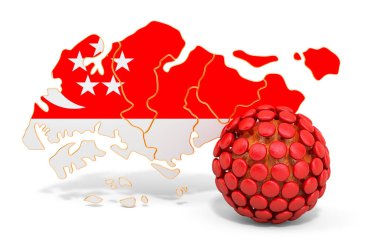 Virus in Singapore concept, 3D rendering