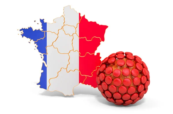 Virus in Frankrijk concept, 3d rendering — Stockfoto