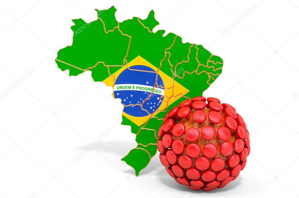 Virus in Brazil concept, 3D rendering