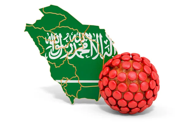 Wirus w Arabii Saudyjskiej koncepcja, 3d renderowania — Zdjęcie stockowe