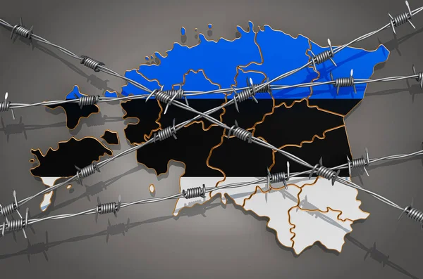 Карта Естонії з колючим дротом, 3d рендеринг — стокове фото