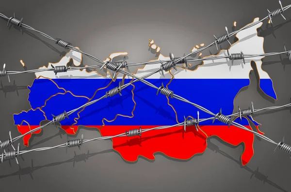 Карта Росії з колючим дротом, 3d рендеринг — стокове фото