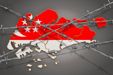 Dikenli telli Singapur haritası, 3D görüntüleme