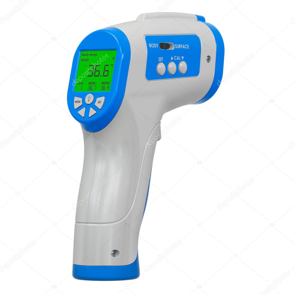 Digital Non-contact IR Infrared Thermometer, 3D rendering
