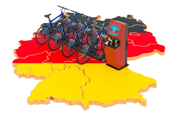 Велосипедна система обміну в німецькій концепції, 3d рендеринг — стокове фото