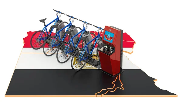 Система совместного использования велосипедов в Египте, 3D рендеринг — стоковое фото
