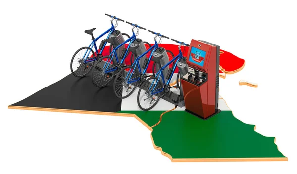 System wypożyczania rowerów w Kuwejcie, renderowanie 3d — Zdjęcie stockowe