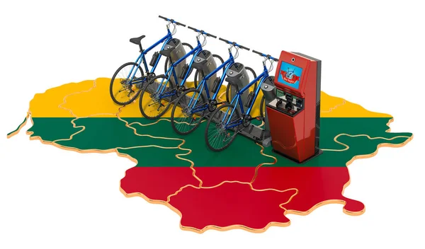 Sistema para compartir bicicletas en Lituania concepto, renderizado 3D — Foto de Stock