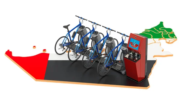 Система совместного использования велосипедов в ОАЭ, 3D рендеринг — стоковое фото