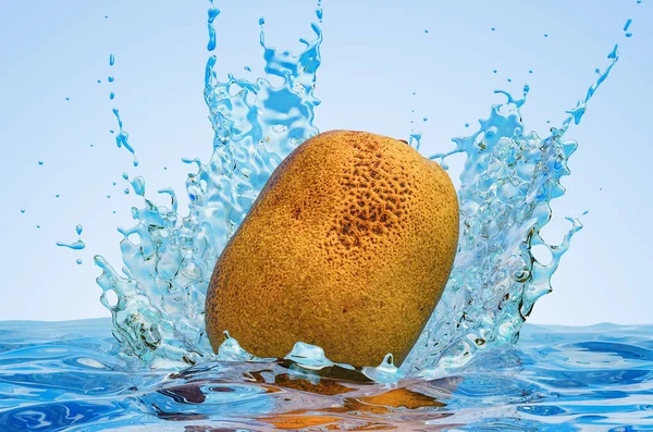 Kiwi fruit with water splashes, 3D rendering