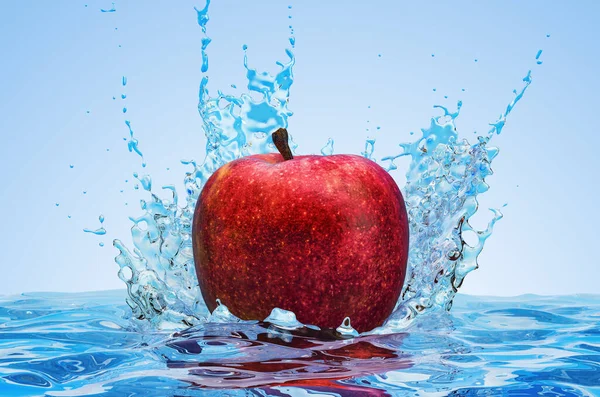 Apple with water splashes, 3D rendering — 스톡 사진