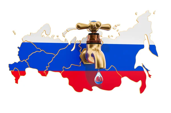 Water bronnen, drinkwater van Rusland concept, 3d rendering — Stockfoto