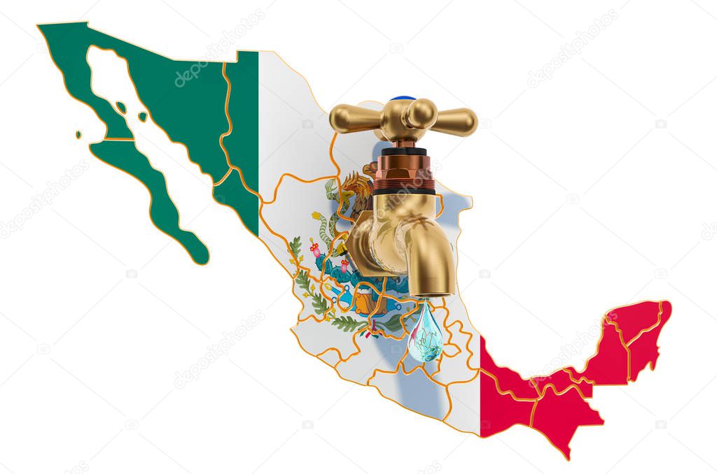 Water resources, drinking water of Mexico concept, 3D rendering