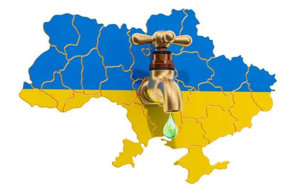 Water resources, drinking water of Ukraine concept, 3D rendering — Stock Photo, Image