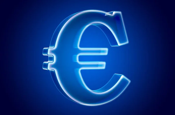 Euro symbool geest licht effect, hologram. 3d destructie — Stockfoto