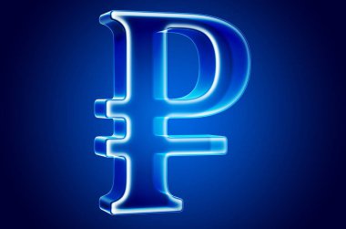 Ruble sembolü hayalet ışık efekti, hologram. 3d oluşturma 