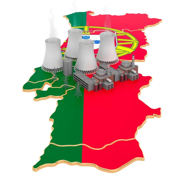 Atomerőművek Portugáliában, 3d renderelés — Stock Fotó