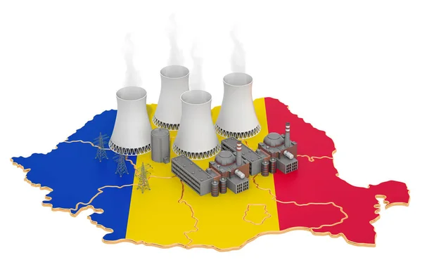 Nuclear power stations in Romania, 3D rendering — Stock Photo, Image