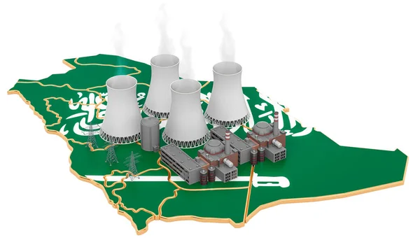 Atomerőművek Szaúd-Arábiában, 3D-s renderelés — Stock Fotó