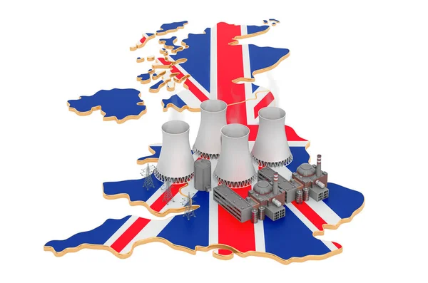 Centrais nucleares em Reino Unido, renderização 3D — Fotografia de Stock