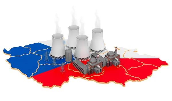 Kerncentrales in Tsjechië, 3d rendering — Stockfoto