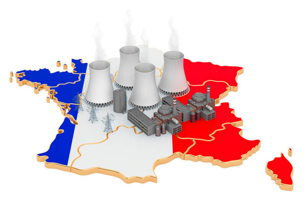 Nuclear power stations in France, 3D rendering