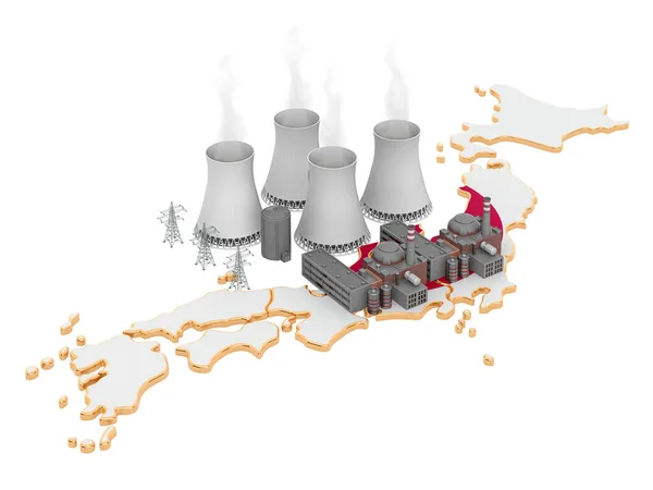 Centrales nucléaires en Japon, rendu 3D — Photo