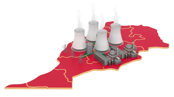 Atomerőművek Marokkóban, 3d renderelés — Stock Fotó