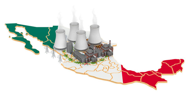 Nuclear power stations in Mexico, 3D rendering