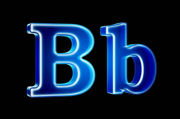 Letras B com efeito holográfico, renderização 3D — Fotografia de Stock