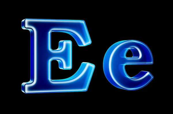Buchstaben E mit Hologrammeffekt, 3D-Darstellung — Stockfoto