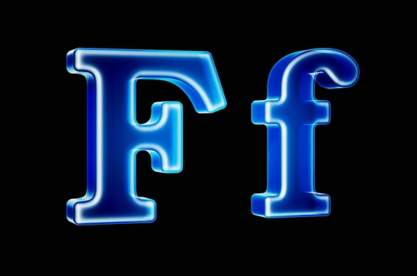 Lettres F avec effet hologramme, rendu 3D — Photo