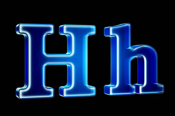 Letters H met hologram effect, 3d rendering — Stockfoto