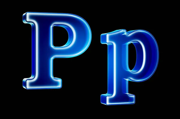 Letters P met hologram effect, 3d rendering — Stockfoto