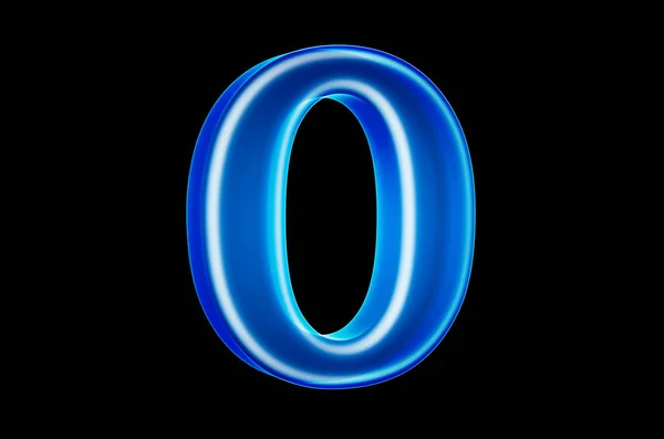 Number 0 with hologram effect, 3D rendering — Stock Photo, Image