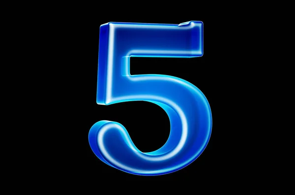 Number 5 with hologram effect, 3D rendering — Stock Photo, Image