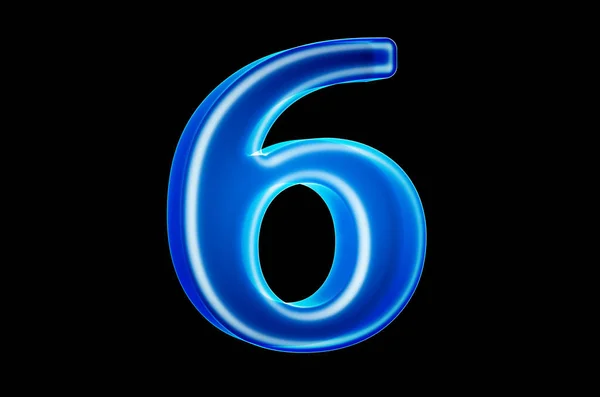 Number 6 with hologram effect, 3D rendering — Stock Photo, Image