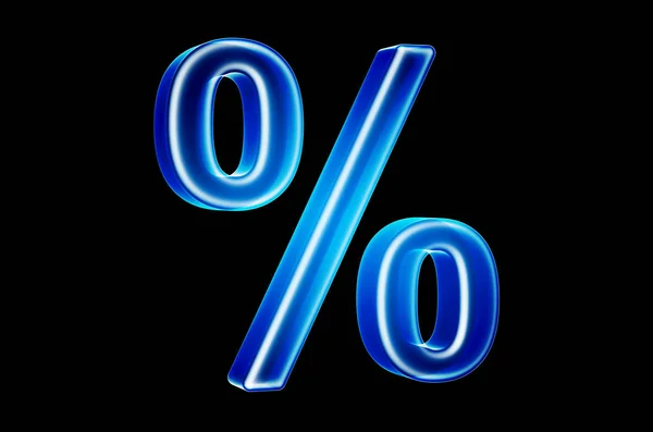 Percentage symbool met hologram effect, 3d weergave — Stockfoto