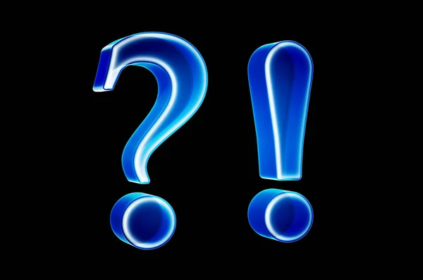 Question mark and exclamation mark with hologram effect — Stock Photo, Image