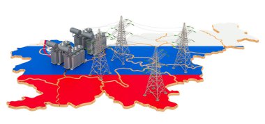 Slovenya 'daki elektrik santralleri, beyaz zemin üzerinde 3D görüntüleme