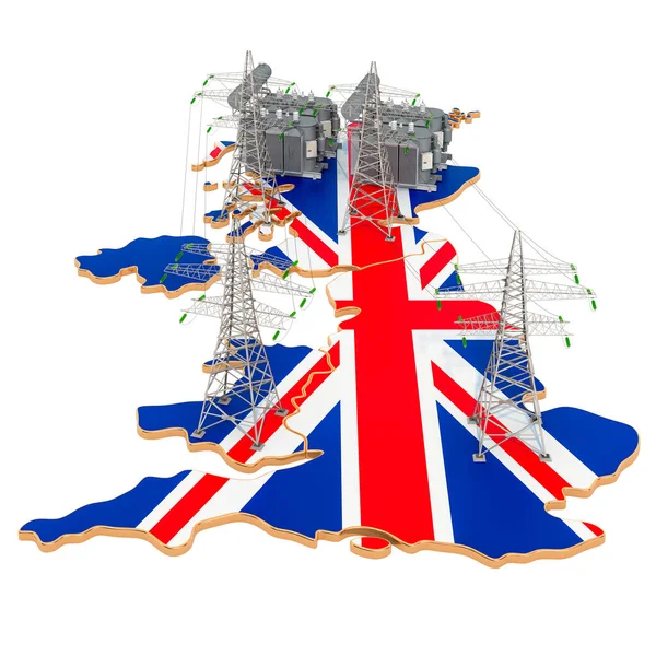 Subestações Elétricas Reino Unido Renderização Isolada Fundo Branco — Fotografia de Stock