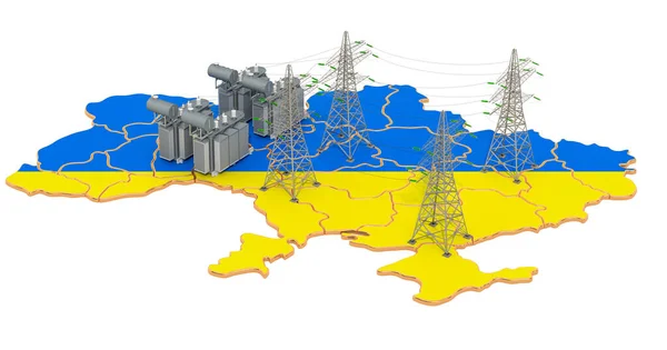 Електропідстанції Україні Рендеринг Ізольований Білому Фоні — стокове фото