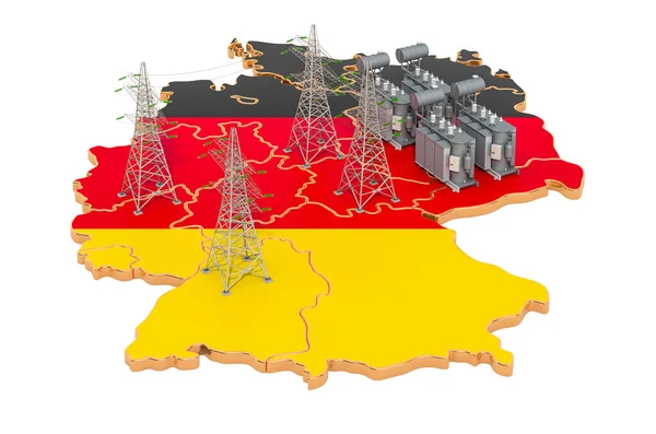 ドイツの電気変電所 白い背景に隔離された3Dレンダリング — ストック写真